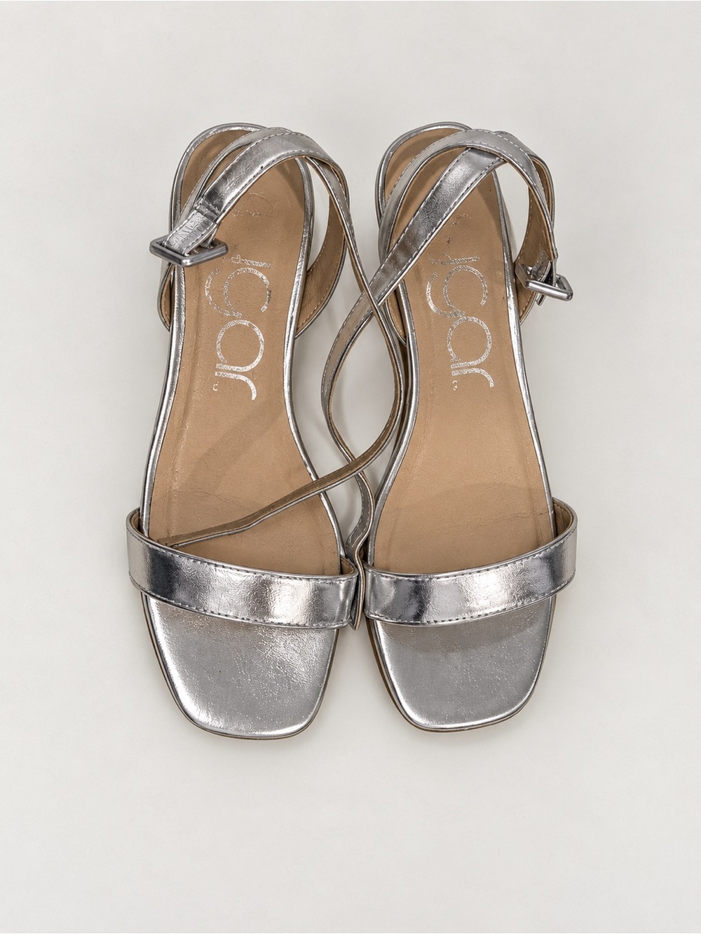 Sugar Silver Metallic Strappy Flat Sandals